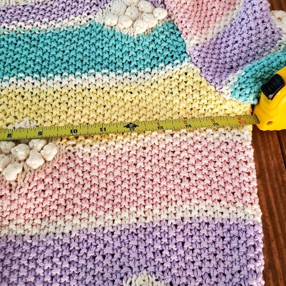 Adrienne Vittadini Pastel Cottagecore Knit Sweater Cotton Textured Long Sleeve S - Picture 7 of 14